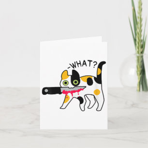 Cat What_ Murderous Calico Cat With Knife Hallowee Card