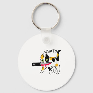 Cat What_ Murderous Calico Cat With Knife Hallowee Keychain