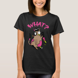Cat What Zombie Black Cat With Knife Halloween Cos T-Shirt