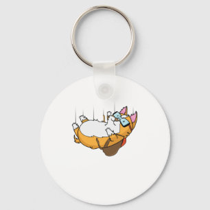 Cat when parachuting with parachute keychain
