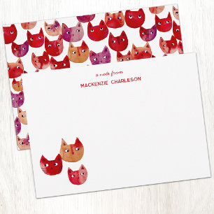 Cat Whimsical Fun Personalized Watercolor Card