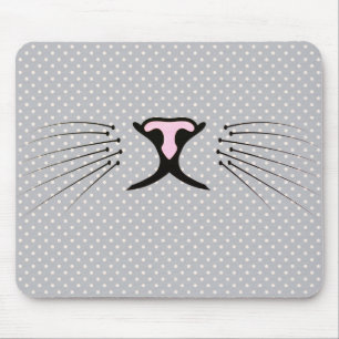 Cat Whiskers on Polka Dots Mouse Pad