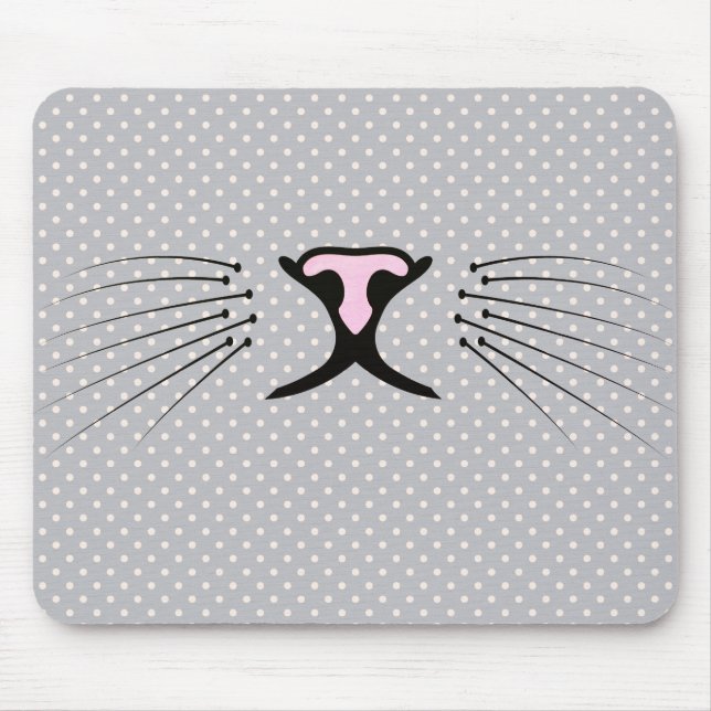 Cat Whiskers on Polka Dots Mouse Pad (Front)