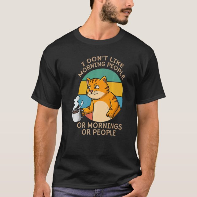 Cat Whisperer Drinking Coffee Caffeine Drinker T-Shirt (Front)