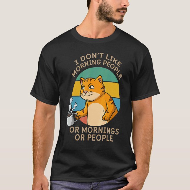 Cat Whisperer Drinking Coffee Caffeine Drinker T-Shirt (Front)