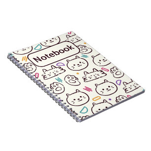 cat white cartoon school  notebook