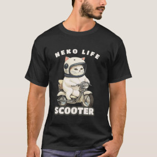 cat white cat illustration moped scooter bike cat T-Shirt