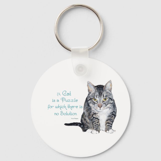 Cat Wisdom - a Cat is a Puzzle Keychain (Front)