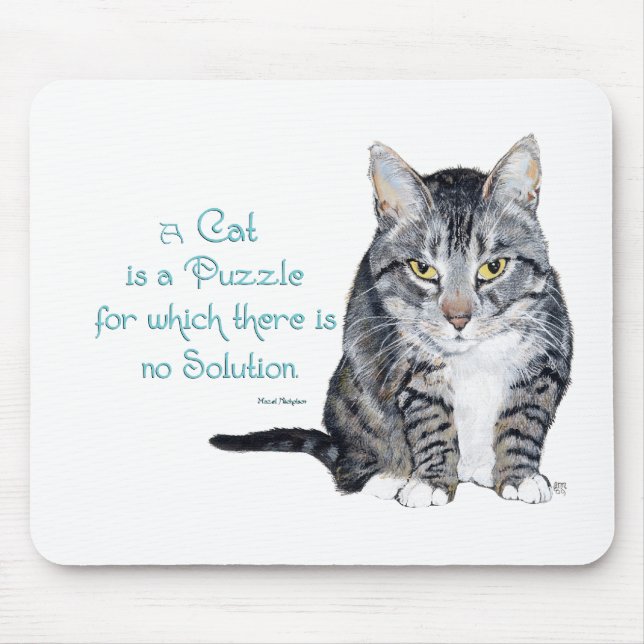 Cat Wisdom - a Cat is a Puzzle Mouse Pad (Front)