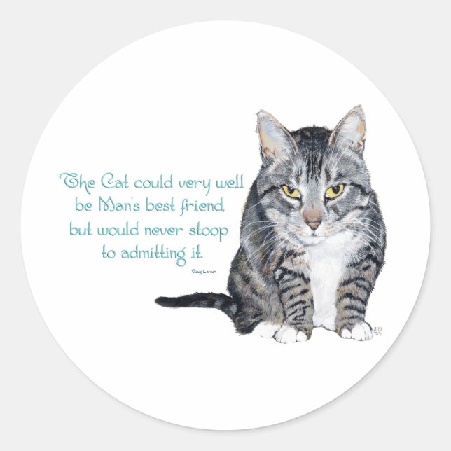 Cat Wisdom - and Friendship Classic Round Sticker (Front)