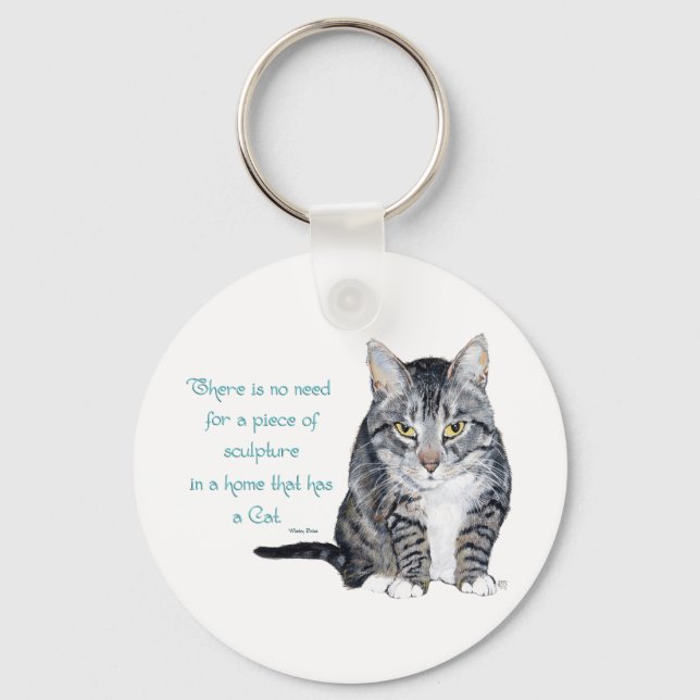 Cat Wisdom - no need for Sculpture in a home Keychain (Front)