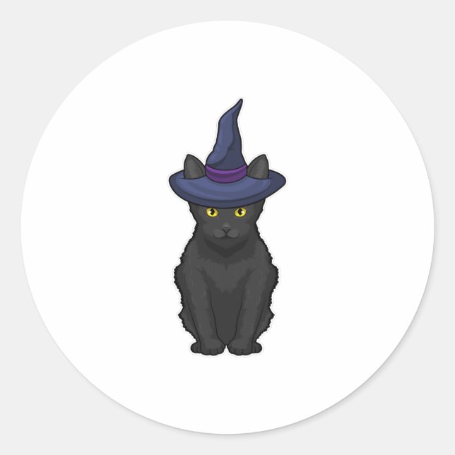 Cat Witch Classic Round Sticker (Front)