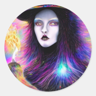 Cat Witch   Classic Round Sticker