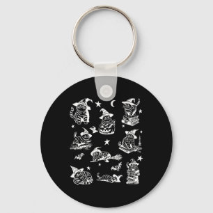 Cat Witch Halloween Cat Pumpkin Salem Witch Cat Lo Keychain