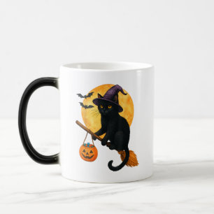 Cat Witch Hat Pumpkin Halloween Costume Magic Mug