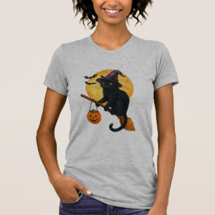 Cat Witch Hat Pumpkin Halloween Costume T-Shirt