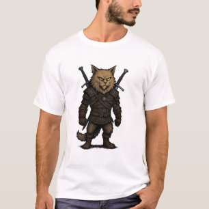 Cat Witcher – Medieval Fantasy Warrior T-Shirt