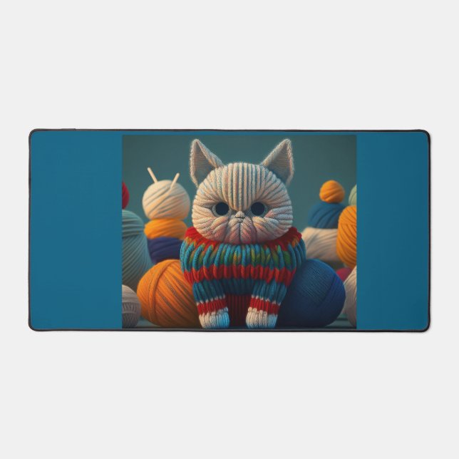 Cat With A "Capital "A" Attitude Desk Mat (Front)