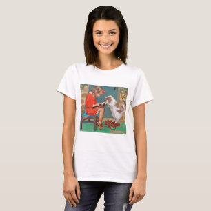 Cat with a Girl, Jessie Willcox Smith T-Shirt