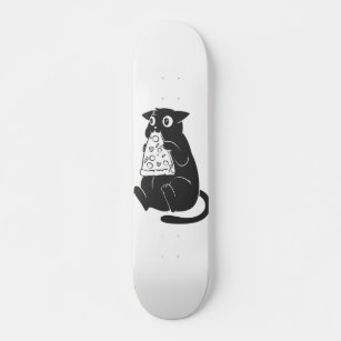 Cat with a pizza in the mouth - Choose back color Skateboard