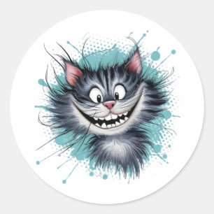 Cat with a smile. classic round sticker