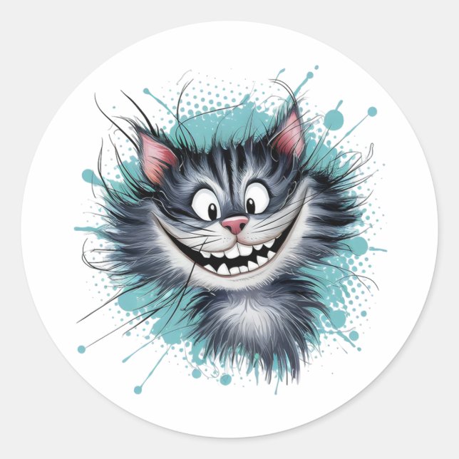 Cat with a smile. classic round sticker (Front)