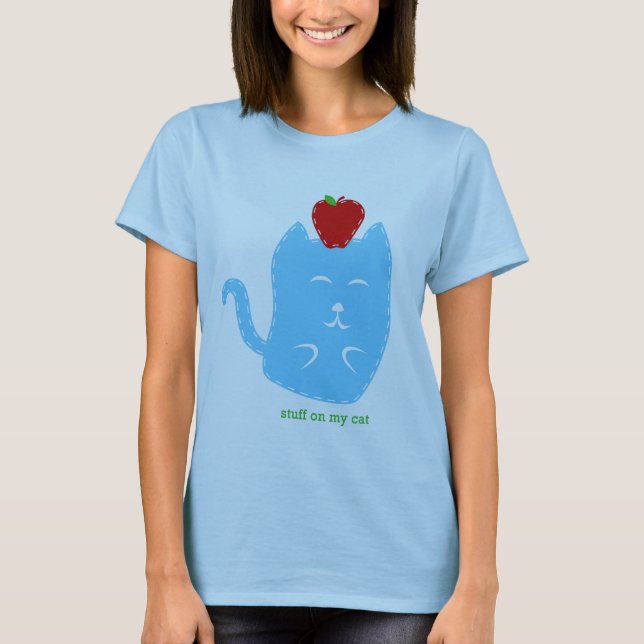 Cat with apple on head t-shirt (Front)