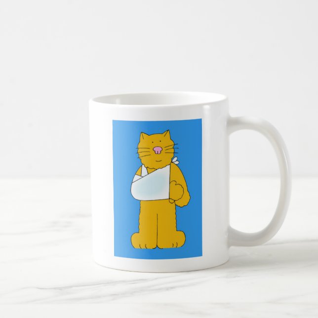 Cat with Arm in a Sling Get Well Soon. Coffee Mug (Right)