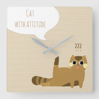 Cat with attitude square wall clock
