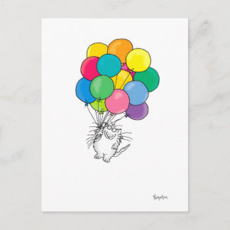 CAT WITH BALLOONS postcard by Sandra Boynton