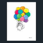 CAT WITH BALLOONS poster by Sandra Boynton<br><div class="desc">This is what happiness looks like. A classic Boynton design from 1978, redrawn by her every whichway ever since then.</div>