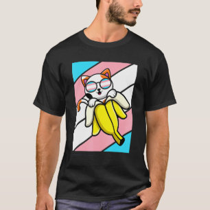 Cat With Banana Pride Transgender Flag Lgbt Proud  T-Shirt