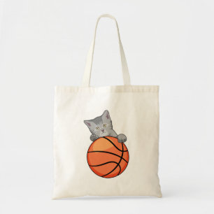 Cat with Basketball Tote Bag