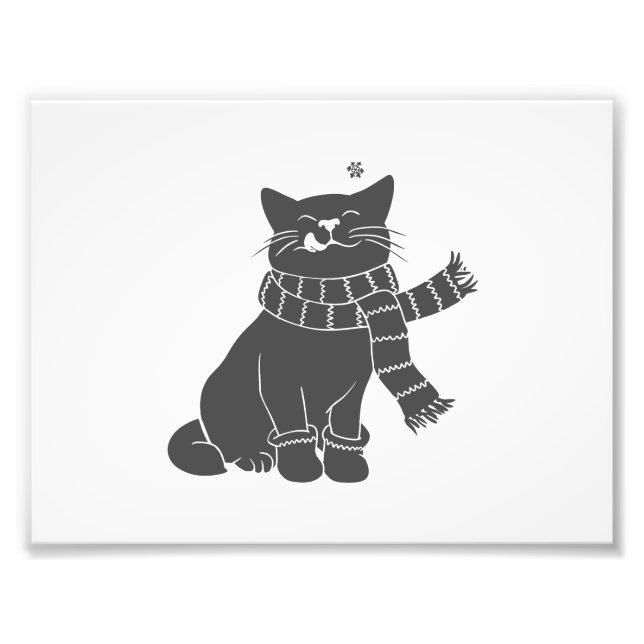 Cat with beauty scarf - Choose background colour Photo Print (Front)