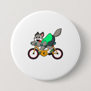 Cat with Bicycle 3 Inch Round Button