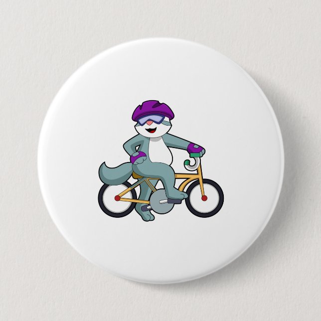 Cat with Bicycle 3 Inch Round Button (Front)