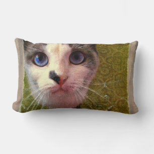 Cat with blue eyes by Alexandra Cook Lumbar Pillow