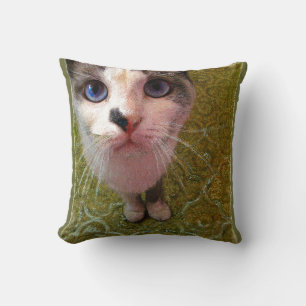 Cat with blue eyes by Alexandra Cook Throw Pillow