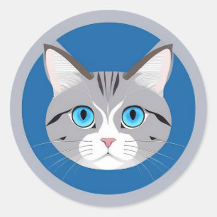 Cat With Blue Eyes Classic Round Sticker
