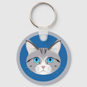 Cat With Blue Eyes Keychain