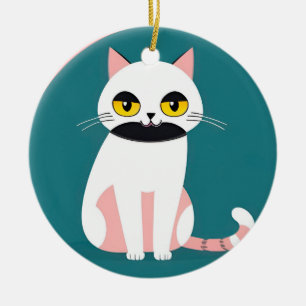 Cat With Bold Colours and a Cheerful Expression Ceramic Ornament