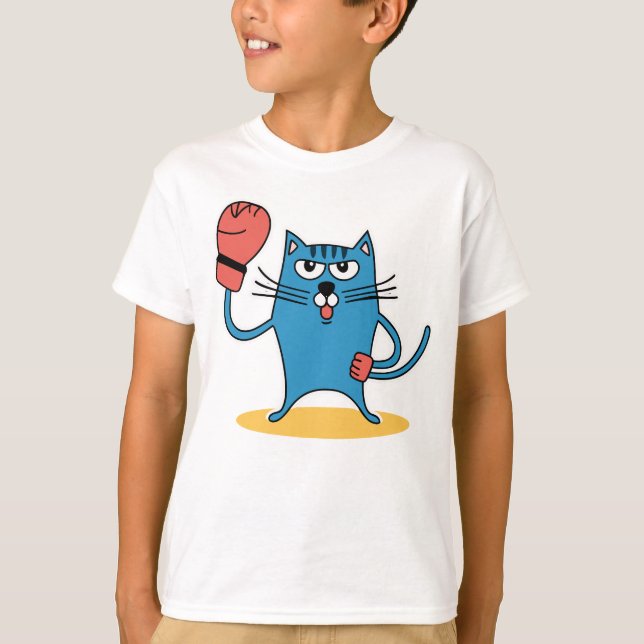 Cat with Boxing Gloves T-Shirt (Front)
