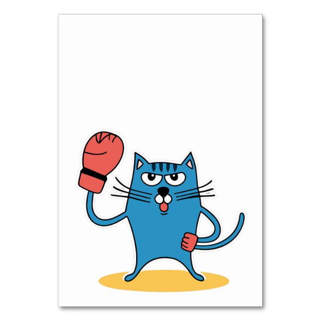 Cat with Boxing Gloves Table Number (Front)