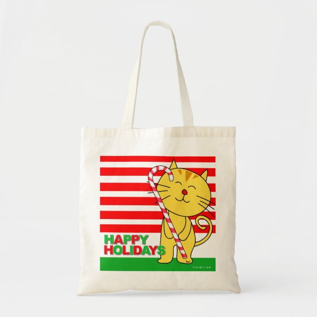 Cat With Candy Cane Holidays Bag 1 (Front)