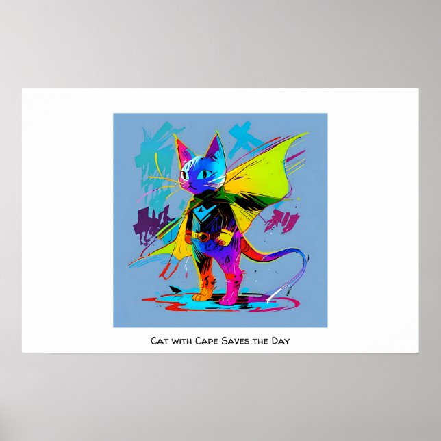 Cat with cape poster (Front)