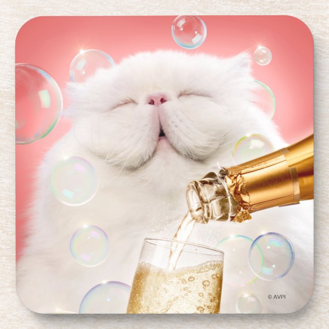 Cat With Champagne Coaster (Front)