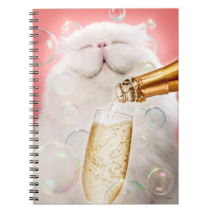 Cat With Champagne Notebook