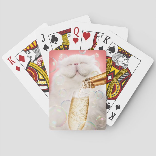 Cat With Champagne Playing Cards (Back)