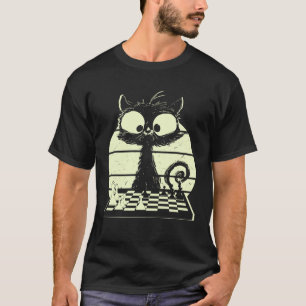 Cat With Chessboard Cat Playing Chess Chess Player T-Shirt