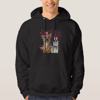 Cat With Chihuahua Sunglasses American Flag 4th Of Hoodie